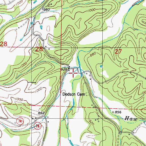 Topographic Map of Haw Branch, AR