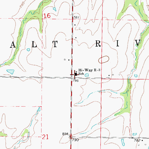 Topographic Map of Hi-Way R-3 School (historical), MO