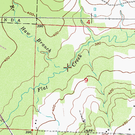 Topographic Map of Haw Branch, AR
