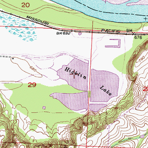 Topographic Map of Hicklin Lake, MO