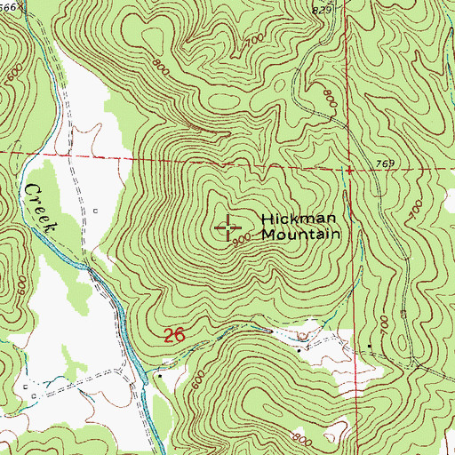 Topographic Map of Hickman Mountain, MO