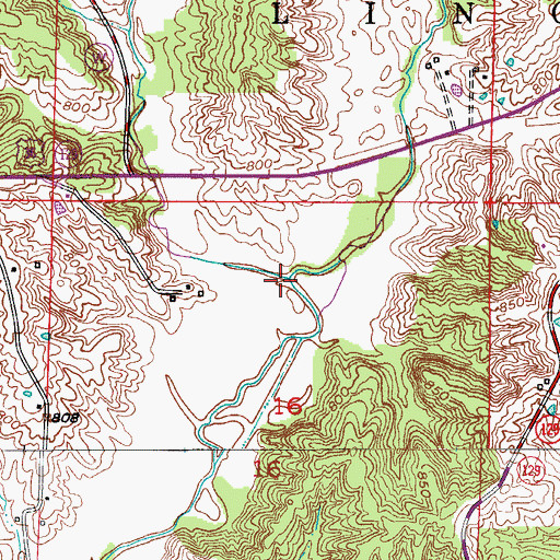 Topographic Map of Hickory Branch, MO