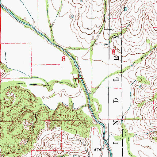 Topographic Map of Hickory Branch, MO