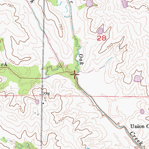 Topographic Map of Hickory Branch, MO