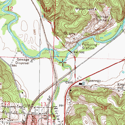 Topographic Map of Hickory Creek, MO