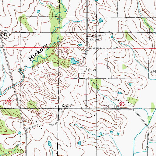 Topographic Map of Hickory Creek Church (historical), MO