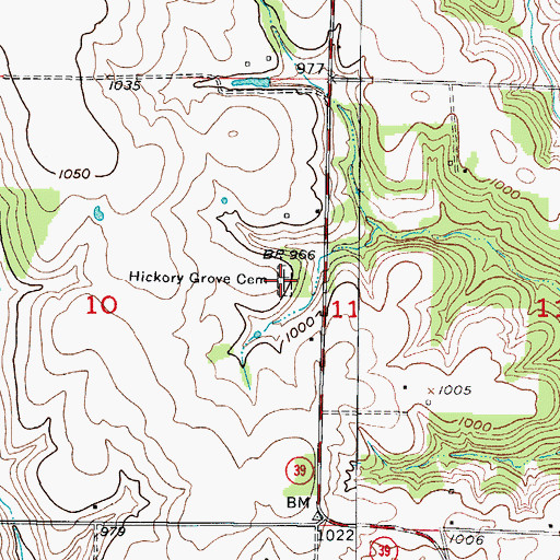 Topographic Map of Hickory Grove Cemetery, MO