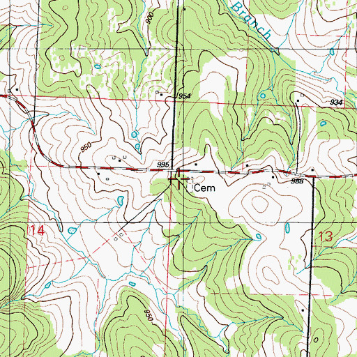 Topographic Map of Hickory Grove Church, MO