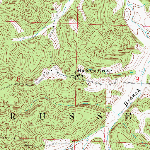 Topographic Map of Hickory Grove Church, MO