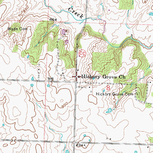 Topographic Map of Hickory Grove Church, MO