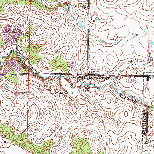 Topographic Map of Hickory Grove Church, MO