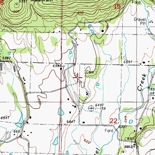 Topographic Map of Hawkins Cemetery, AR