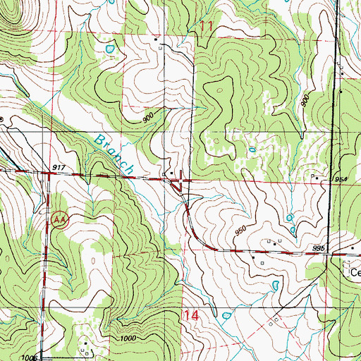 Topographic Map of Hickory Grove School (historical), MO