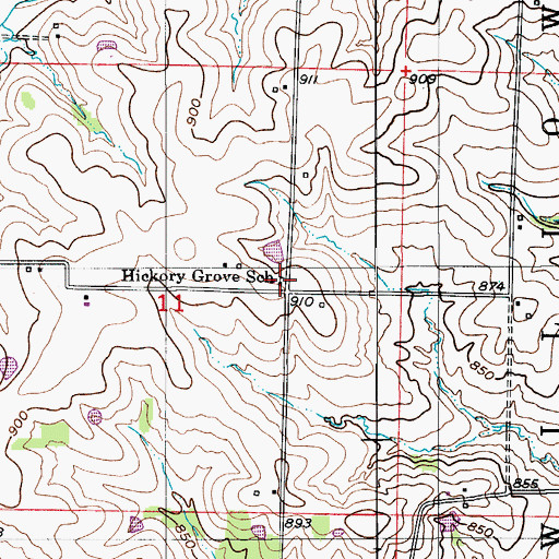 Topographic Map of Hickory Grove School (historical), MO