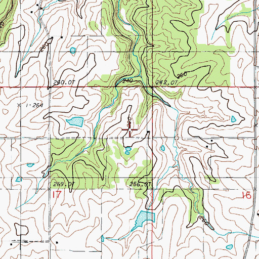 Topographic Map of Hickory Grove School, MO