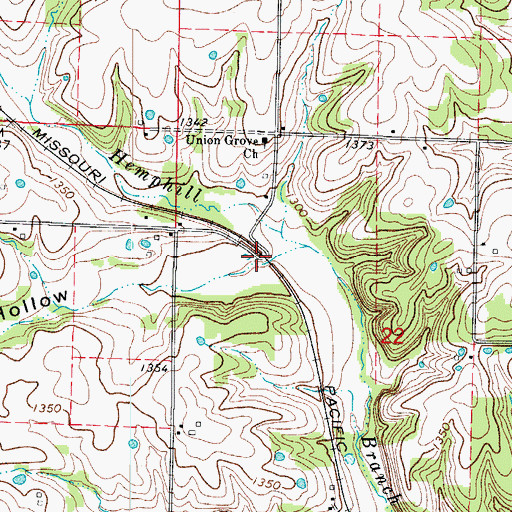 Topographic Map of Hickory Hollow, MO