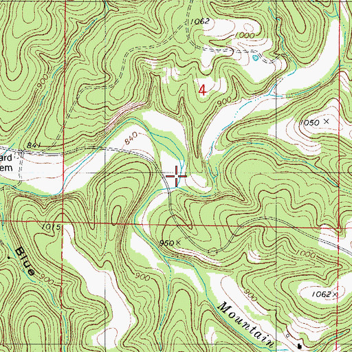 Topographic Map of Hickory Hollow, MO
