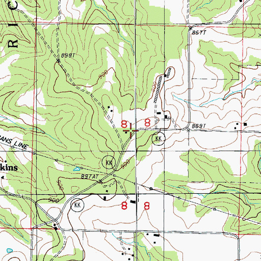 Topographic Map of Hickory Point School, MO
