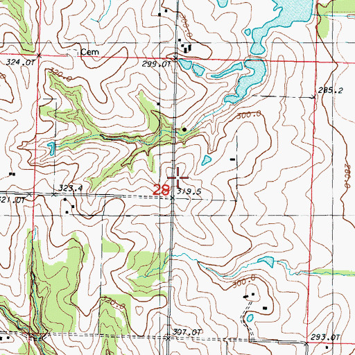 Topographic Map of Hickory Point School (historical), MO