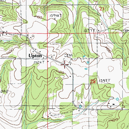 Topographic Map of Hickory Ridge Church, MO