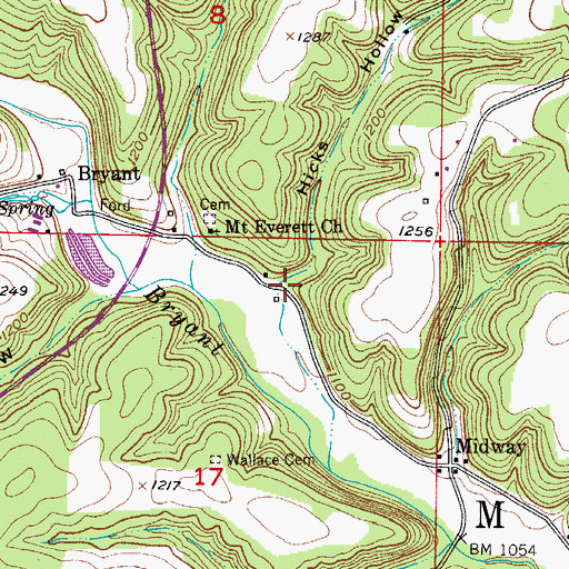 Topographic Map of Hicks Hollow, MO