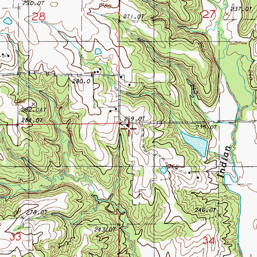 Topographic Map of Hicks School, MO