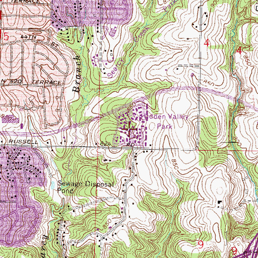 Topographic Map of Hidden Valley Park, MO