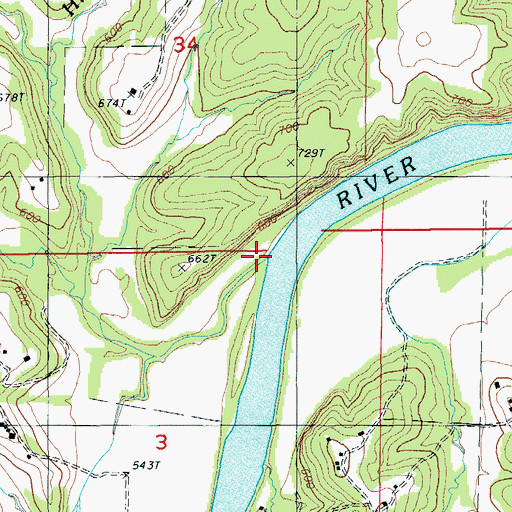 Topographic Map of Higgins Creek, MO