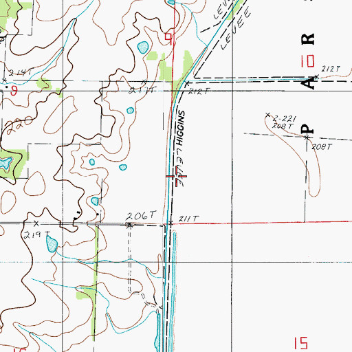 Topographic Map of Higgins Ditch, MO