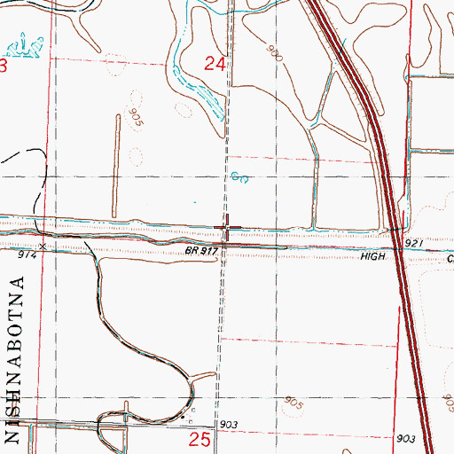 Topographic Map of High Creek Ditch, MO