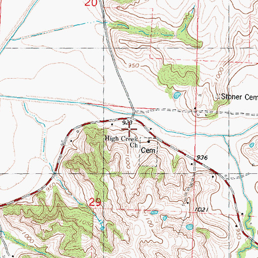Topographic Map of High Creek School (historical), MO