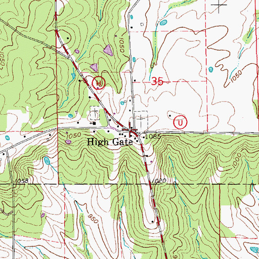 Topographic Map of High Gate, MO