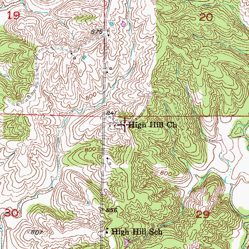 Topographic Map of High Hill Church, MO