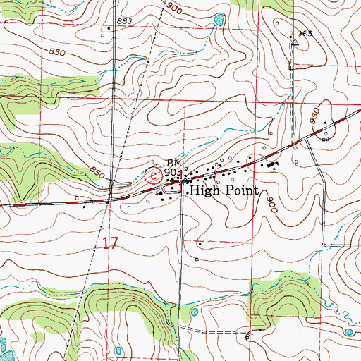 Topographic Map of High Point, MO