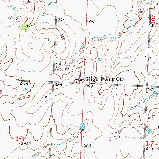 Topographic Map of High Point Church, MO