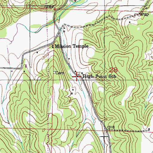 Topographic Map of High Point School, MO