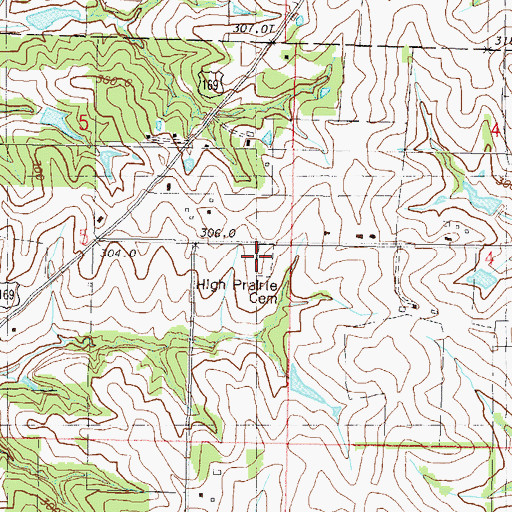 Topographic Map of High Prairie Church (historical), MO