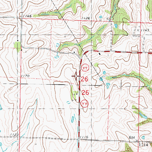 Topographic Map of High Prairie School, MO