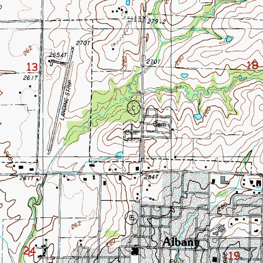 Topographic Map of Highland Cemetery, MO