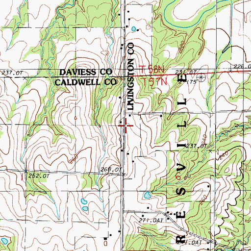 Topographic Map of Highland Church, MO