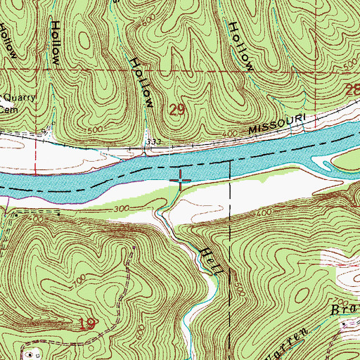 Topographic Map of Hell Creek, AR