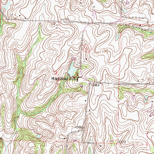Topographic Map of Highland School (historical), MO