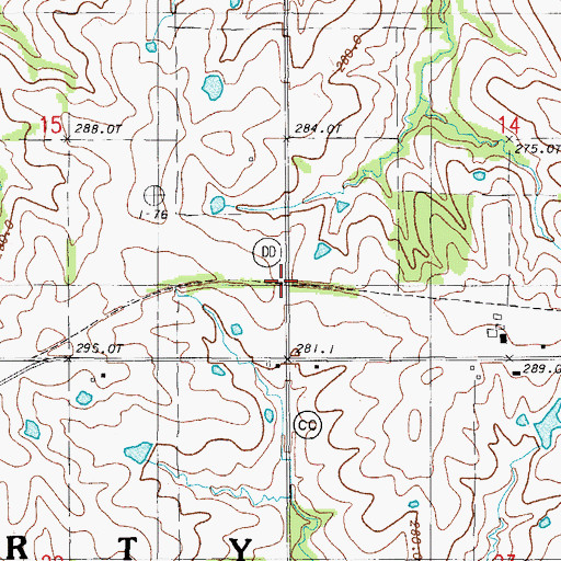 Topographic Map of Highland Switch, MO