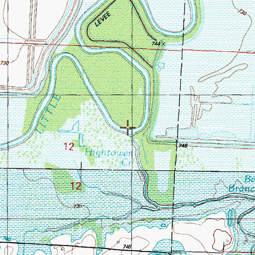 Topographic Map of Hightower Creek, MO