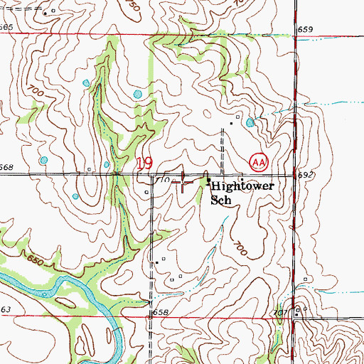 Topographic Map of Hightower School, MO