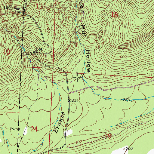 Topographic Map of Henderson Mill Hollow, AR