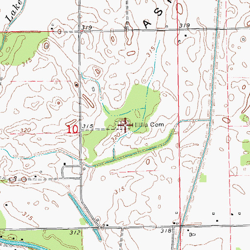 Topographic Map of Hillis Cemetery, MO