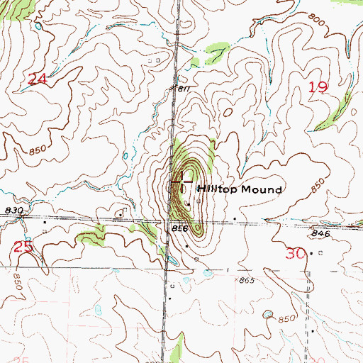 Topographic Map of Hilltop Mound, MO