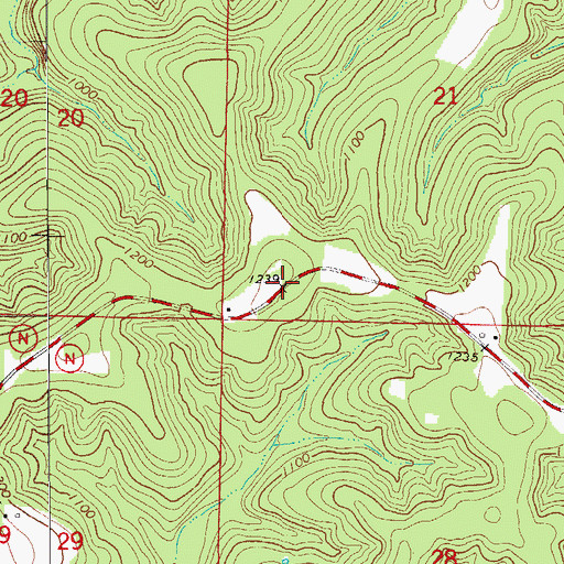 Topographic Map of Hilo Ridge, MO