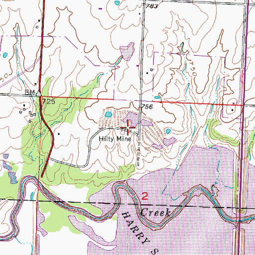 Topographic Map of Hilty Mine, MO